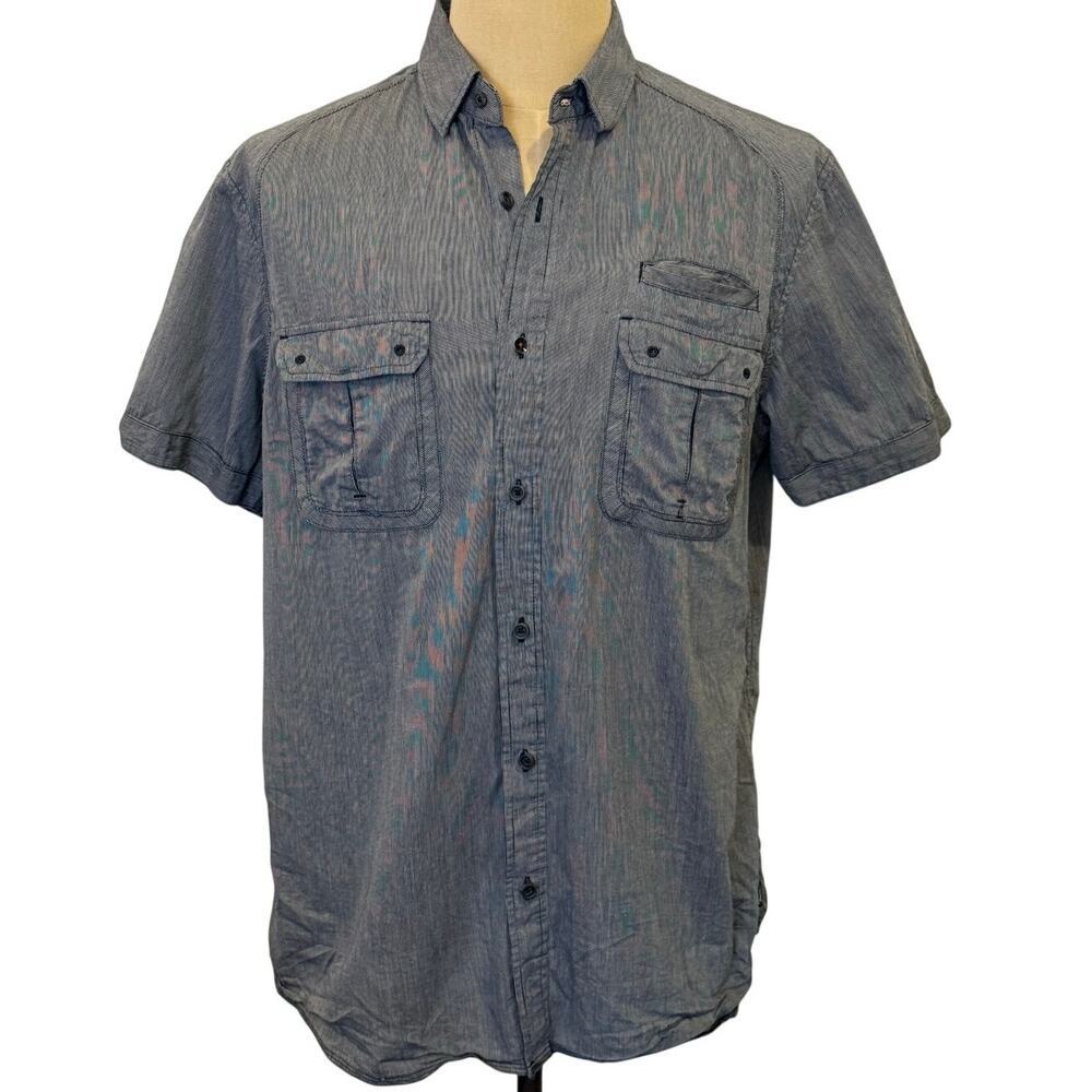 HOWE Gray Pinstripe Button Down Shirt Top Men XL 100% cotton